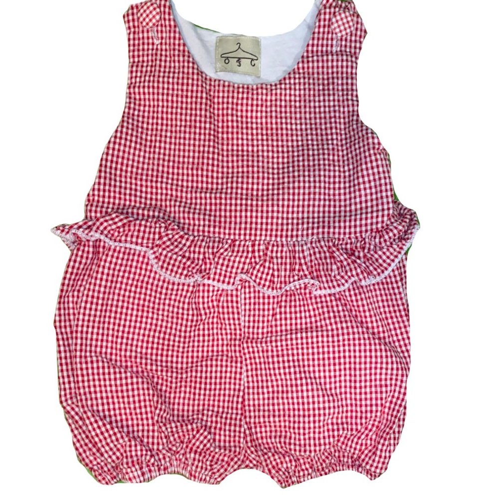 9-12m OFC Red and White Checkered Bubble